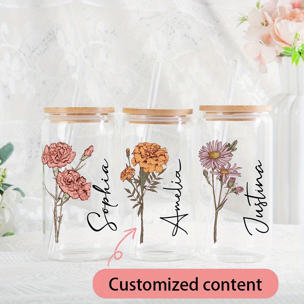 Coffee Equipment Names - Custom Birth Flower Carnation Glass Can