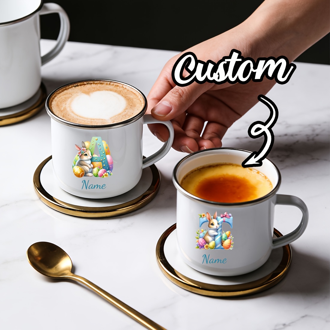 Personalized Mug Floral Initia - Coffee Equipment Names 评论和价格