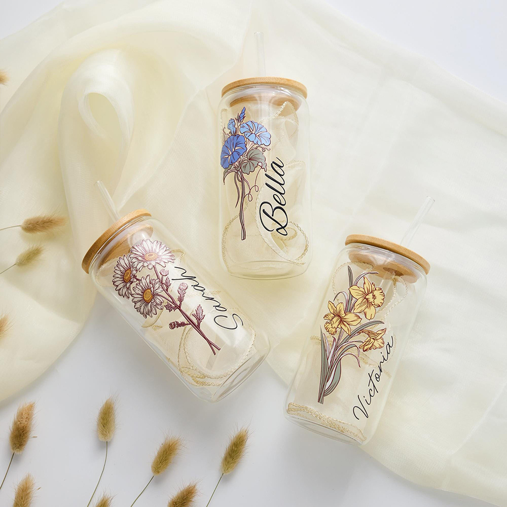 Custom Birth Flower Glass Can  - Coffee Equipment Names 评论和价格