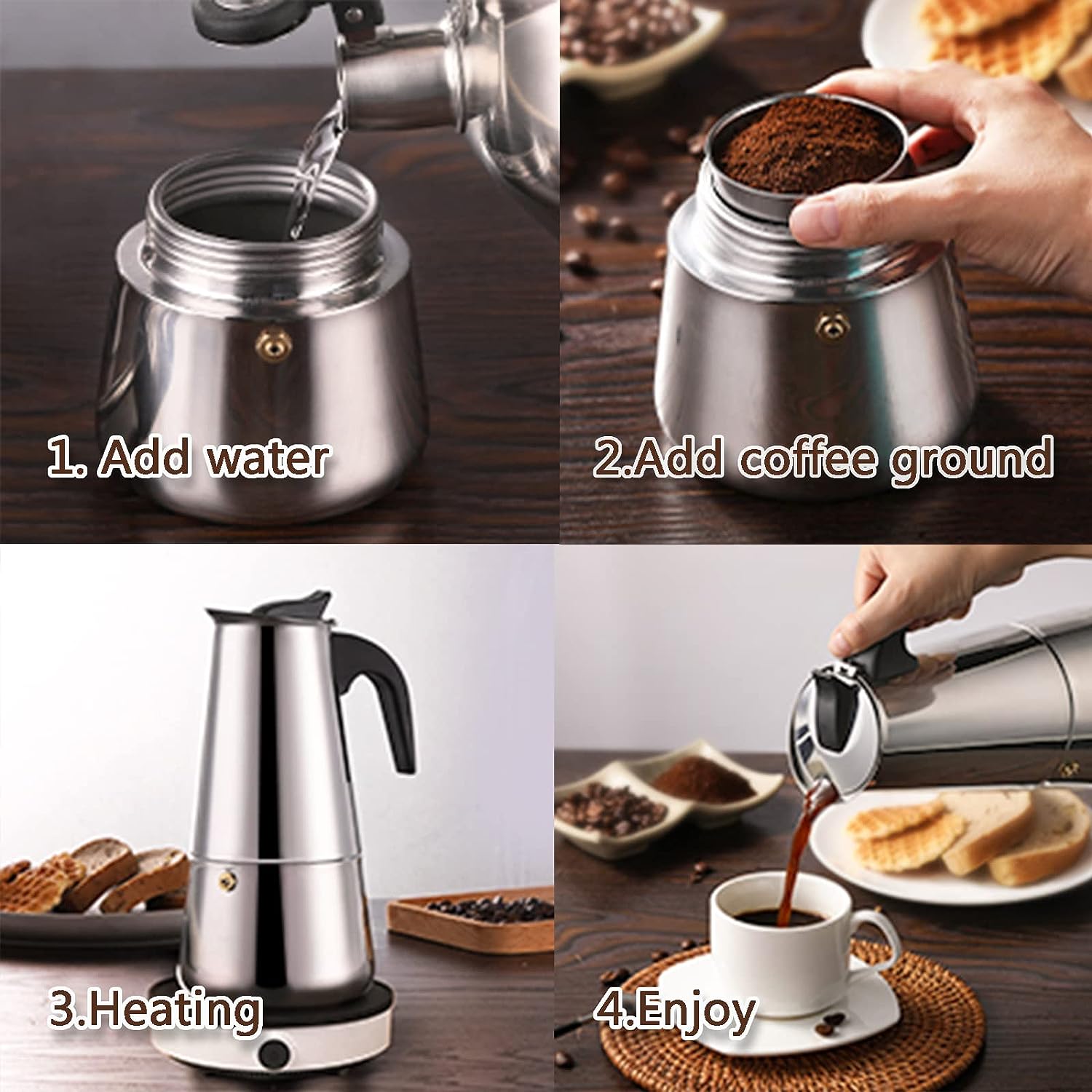 4/6/9 Cups Moka Pot Caffe Mach - Coffee Equipment Wholesale 评论和价格