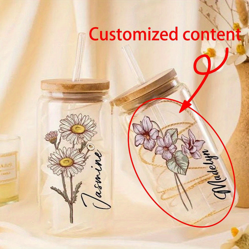 Personalized Floral Daisy Glas - Coffee Equipment Names 评论和价格