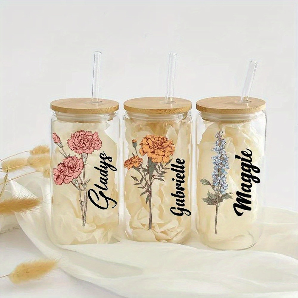 Personalized Floral Daisy Glas - Coffee Equipment Names 评论和价格